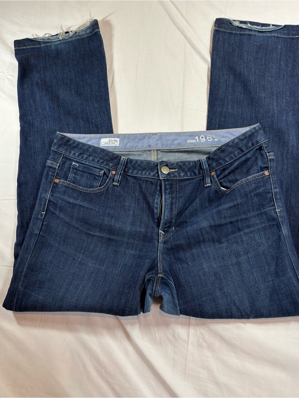 Gap 1969 Long & Lean Jeans 33/16r Blue Y2K Mid Rise Classic Bootcut Denim